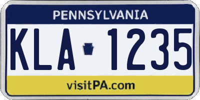 PA license plate KLA1235