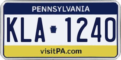 PA license plate KLA1240