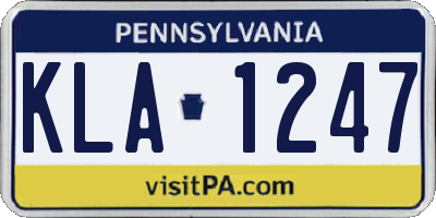 PA license plate KLA1247