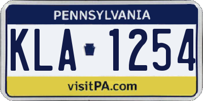PA license plate KLA1254