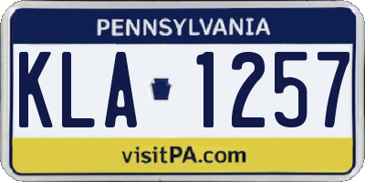 PA license plate KLA1257
