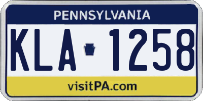 PA license plate KLA1258