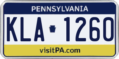 PA license plate KLA1260
