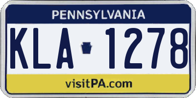 PA license plate KLA1278