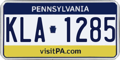 PA license plate KLA1285