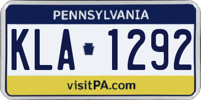 PA license plate KLA1292
