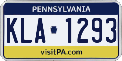 PA license plate KLA1293