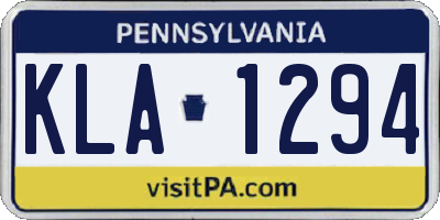 PA license plate KLA1294