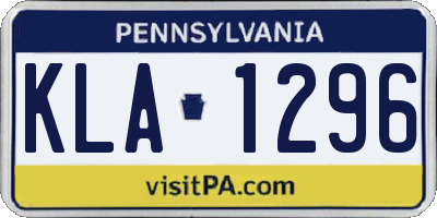 PA license plate KLA1296