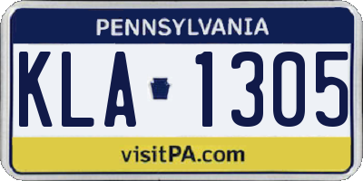 PA license plate KLA1305