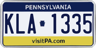 PA license plate KLA1335