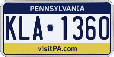 PA license plate KLA1360