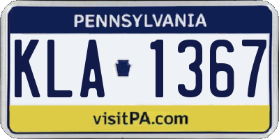 PA license plate KLA1367