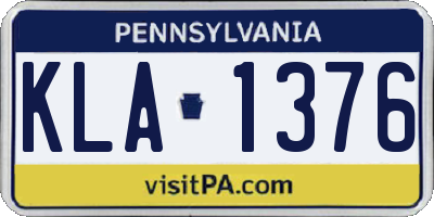 PA license plate KLA1376
