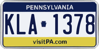 PA license plate KLA1378