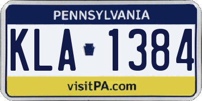 PA license plate KLA1384