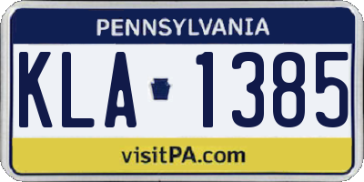 PA license plate KLA1385
