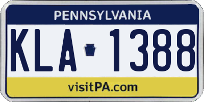 PA license plate KLA1388