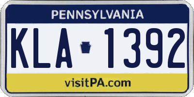 PA license plate KLA1392