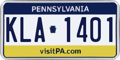 PA license plate KLA1401