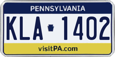 PA license plate KLA1402
