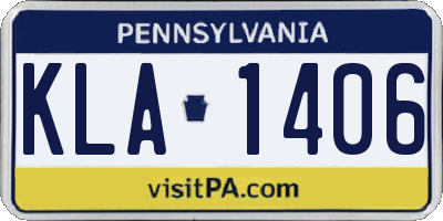 PA license plate KLA1406