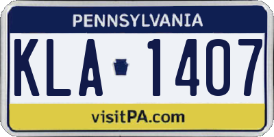 PA license plate KLA1407