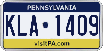 PA license plate KLA1409