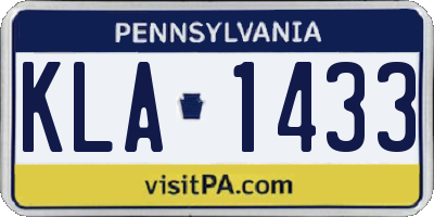 PA license plate KLA1433