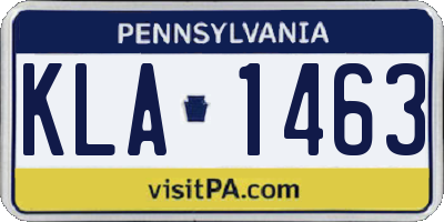 PA license plate KLA1463