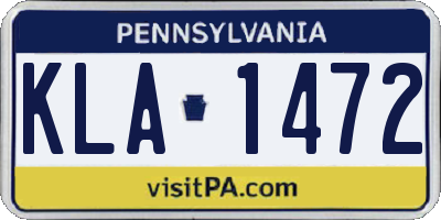 PA license plate KLA1472