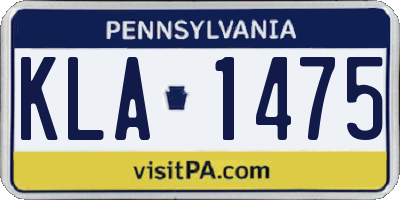 PA license plate KLA1475