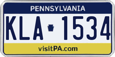 PA license plate KLA1534