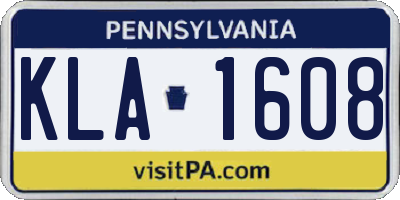 PA license plate KLA1608