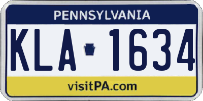 PA license plate KLA1634