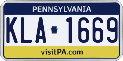 PA license plate KLA1669