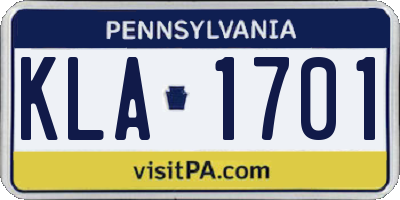 PA license plate KLA1701