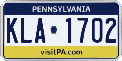 PA license plate KLA1702