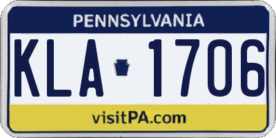 PA license plate KLA1706