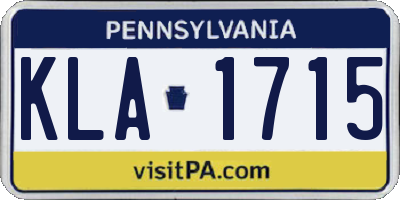 PA license plate KLA1715