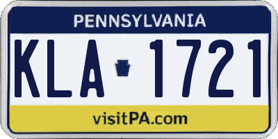 PA license plate KLA1721