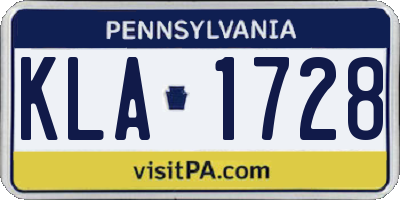 PA license plate KLA1728