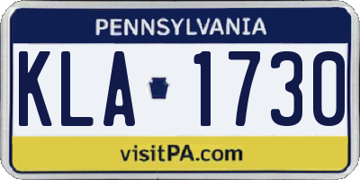 PA license plate KLA1730