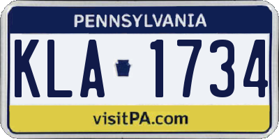 PA license plate KLA1734