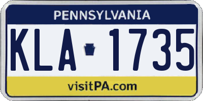 PA license plate KLA1735