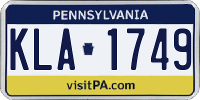 PA license plate KLA1749