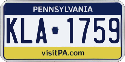 PA license plate KLA1759