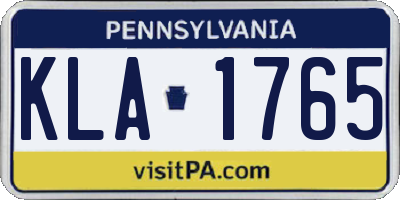 PA license plate KLA1765