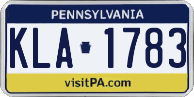 PA license plate KLA1783