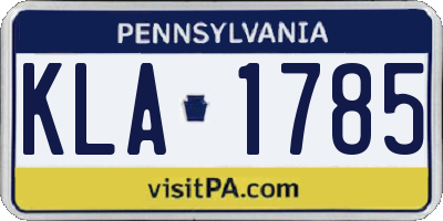 PA license plate KLA1785